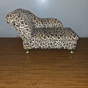 Leopard Print Miniature Chaise Lounge Jewlery Box